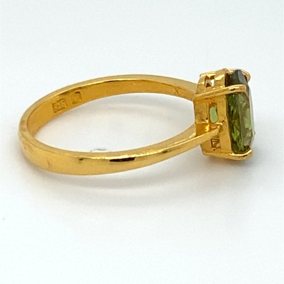 Green Tourmaline 1.70ct Solid 22K Yellow Gold Ring - Picture 5 of 8